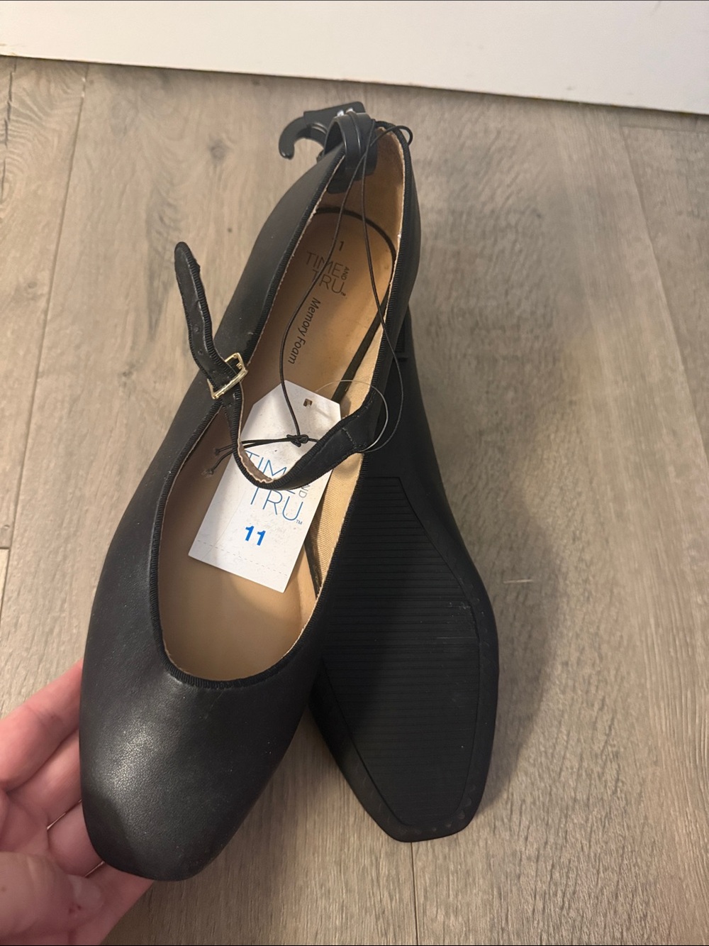 Time and Tru Black Mary Jane Ankle-Strap Flats - Women's